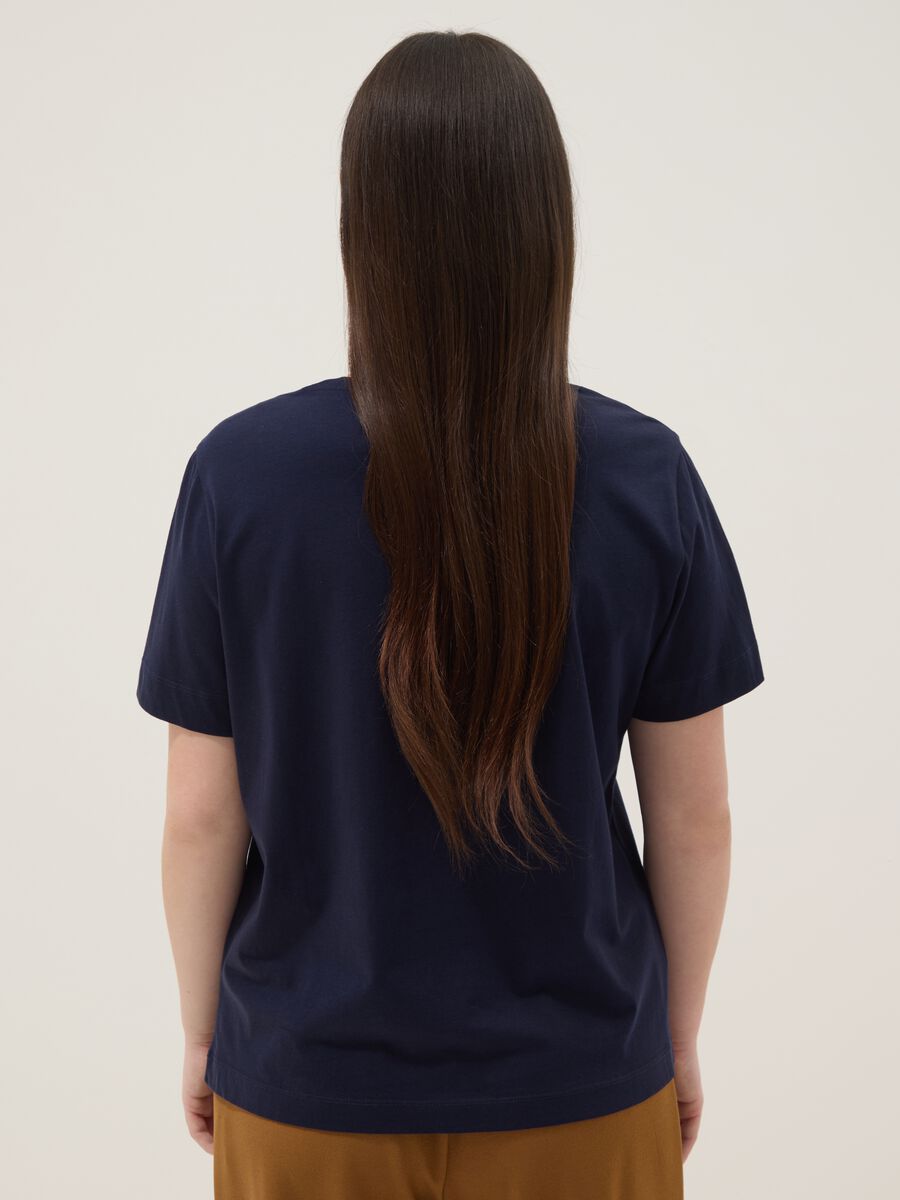 Blue short-sleeve pure cotton printed T-shirt, regular fit_2