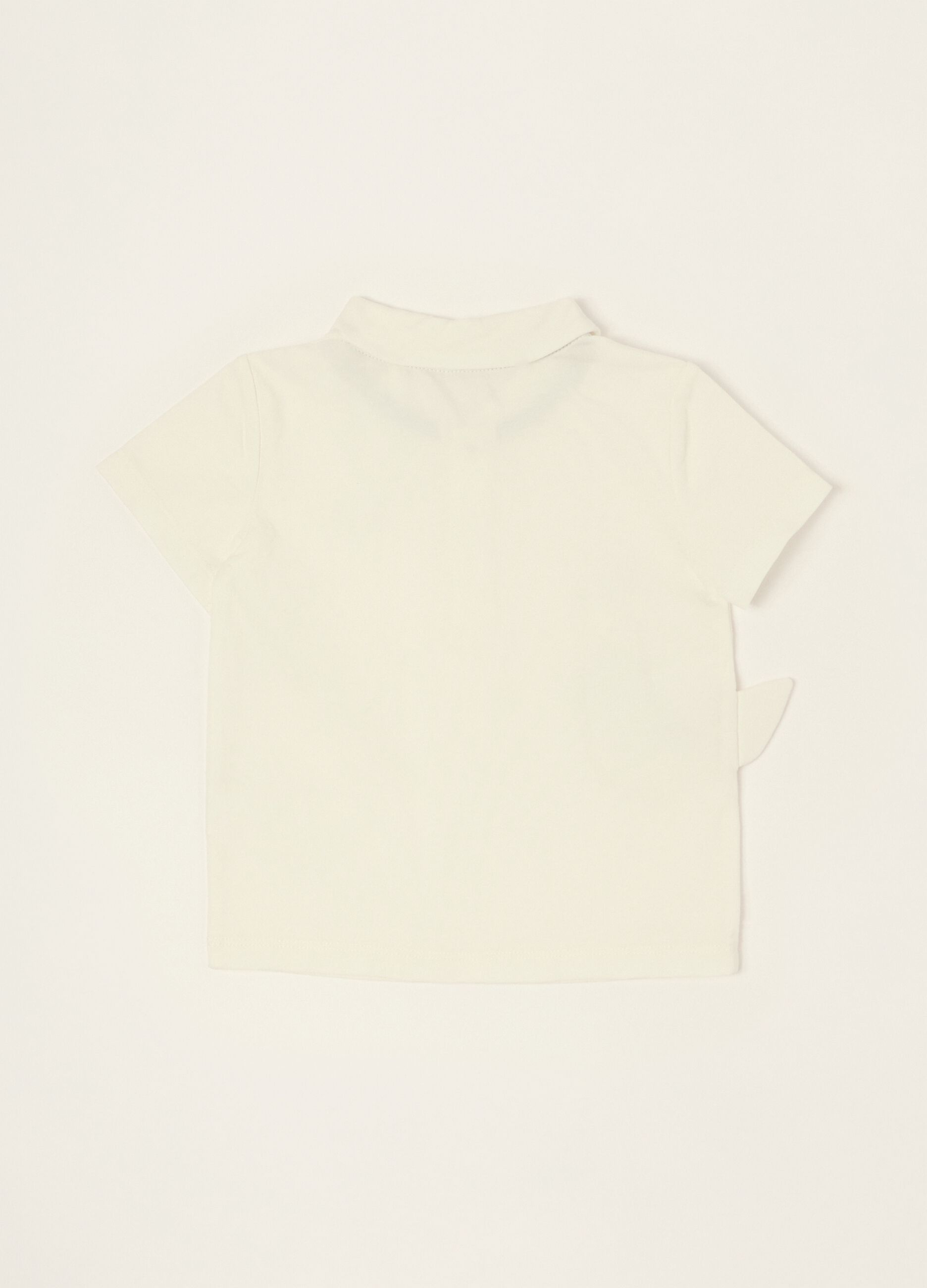 Baby White Stretch Cotton Polo Shirt, Regular Fit