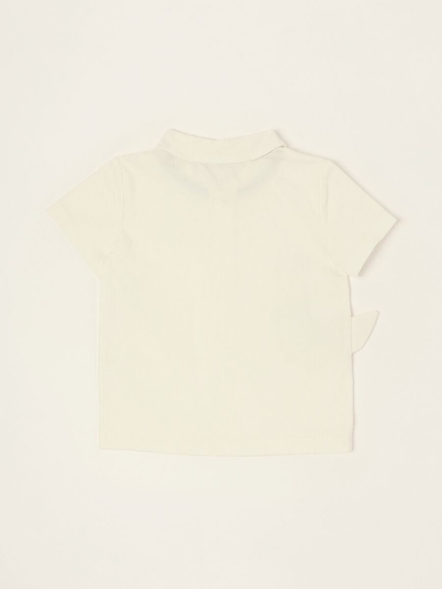 Baby White Stretch Cotton Polo Shirt, Regular Fit_2