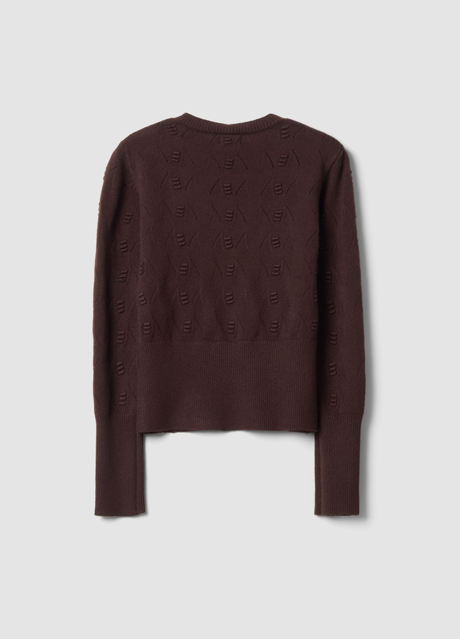 Brown openwork viscose-blend jumper, regular fit
