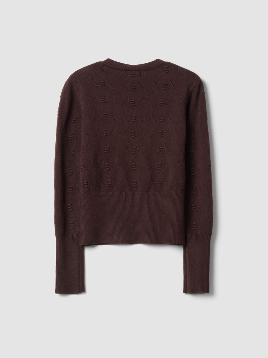 Brown openwork viscose-blend jumper, regular fit_2