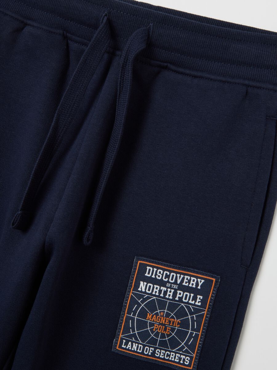 Pantaloni da bambino in puro cotone blu regular fit_2