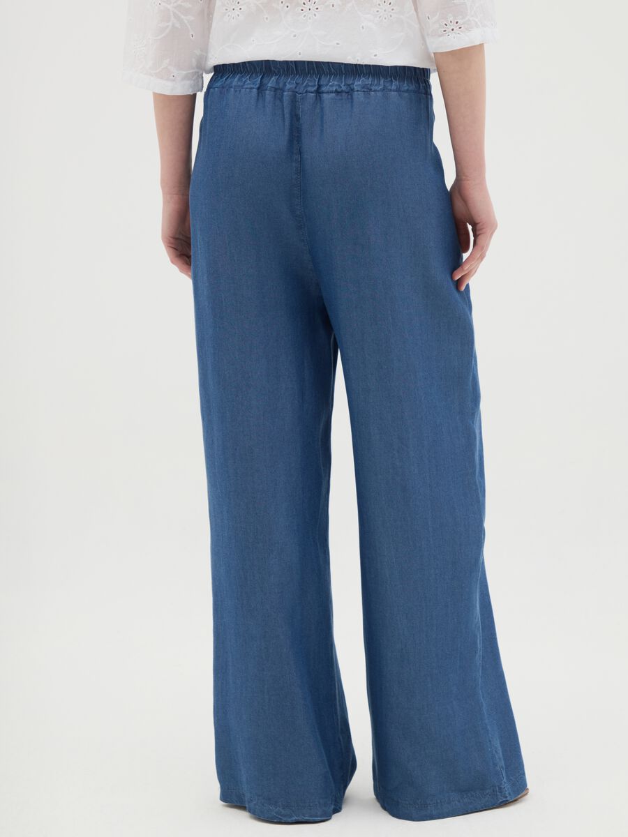 Women's blue regular fit pure Lyocell trousers_3