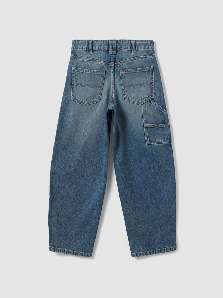 Jeans denim blu in puro cotone balloon fit_2