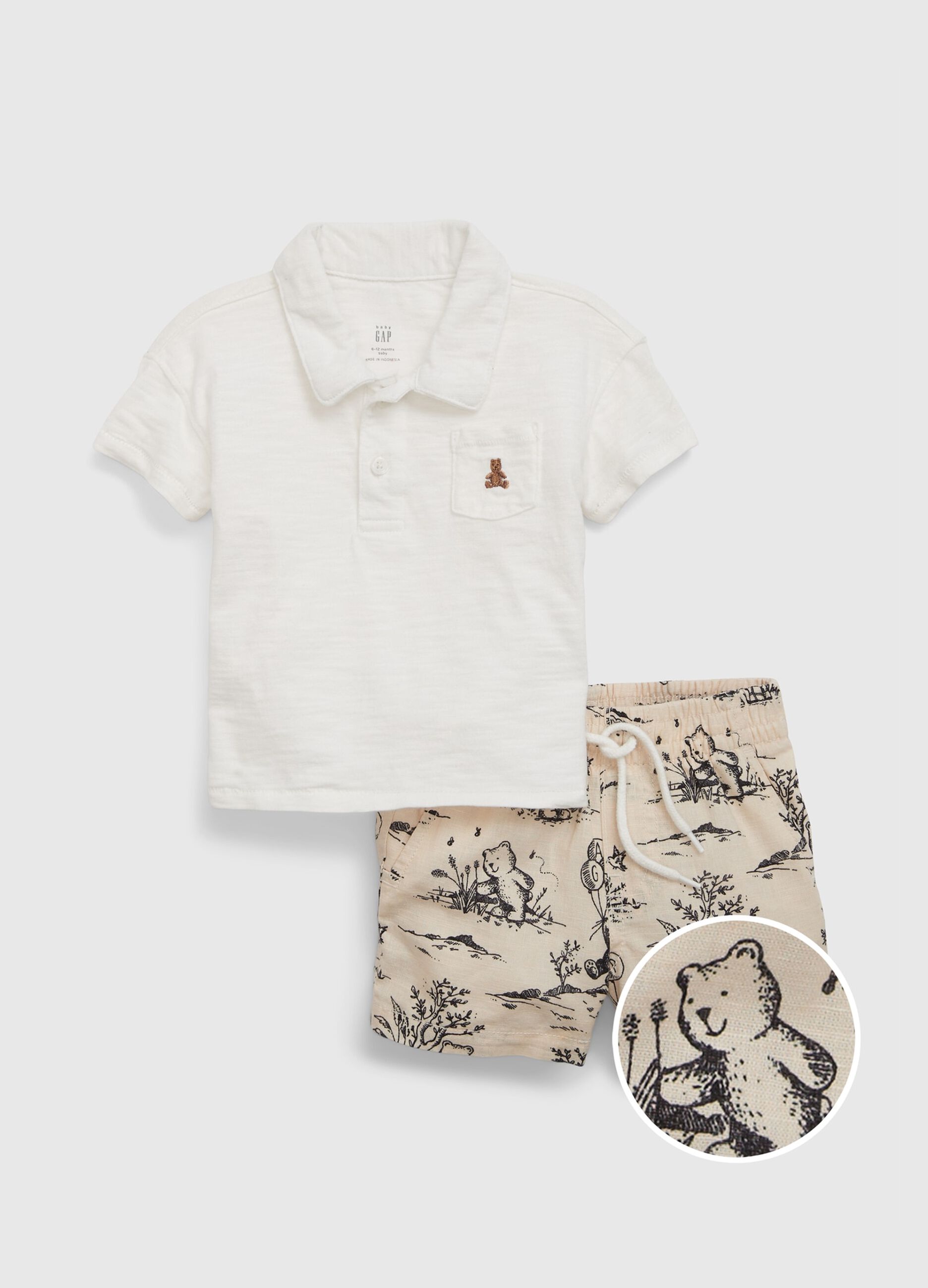 Cotton polo shirt and Bermuda shorts set