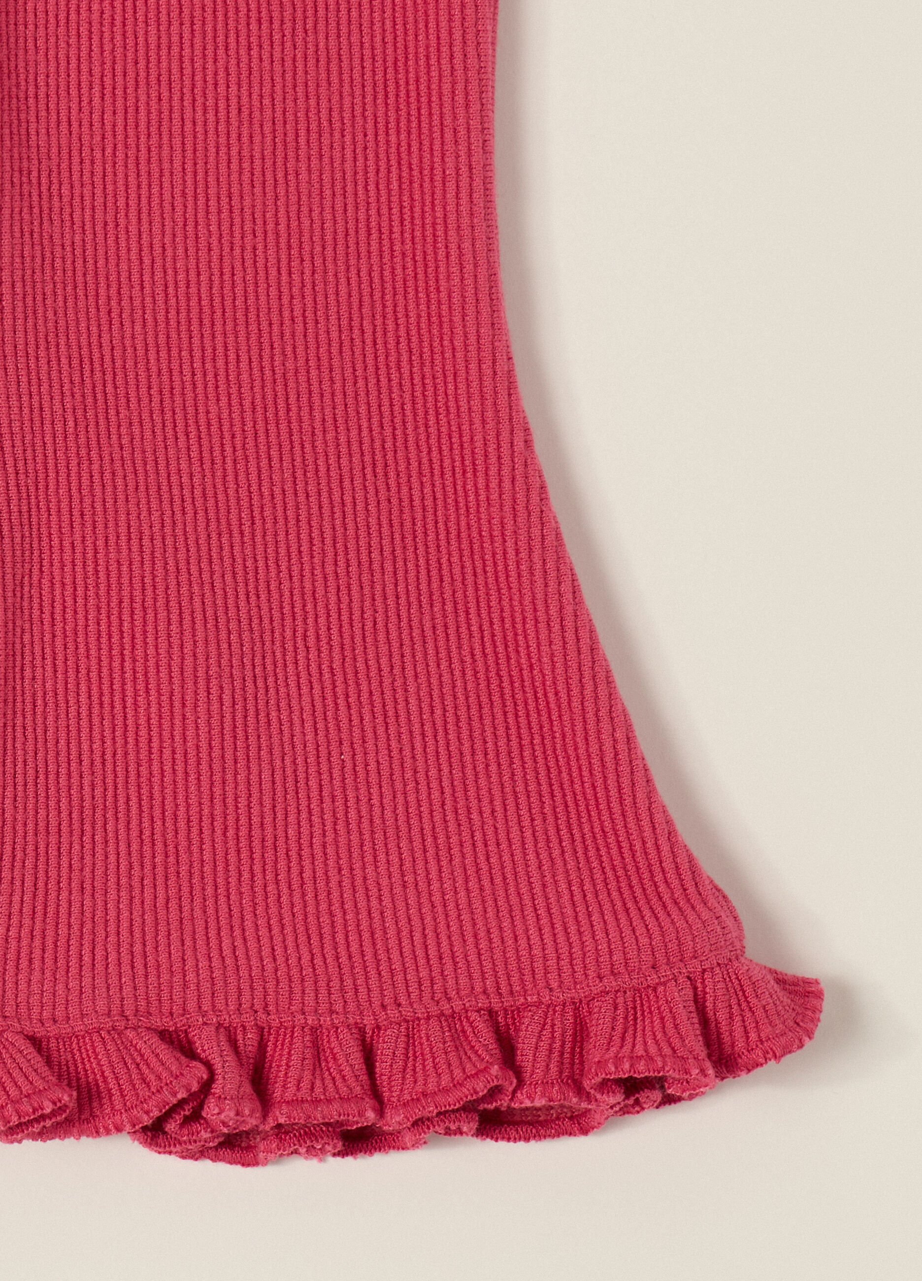 Pink Stretch Trousers with Ruffles