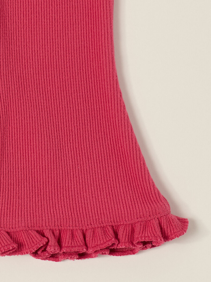Pantaloni rosa elasticizzati con volant_2