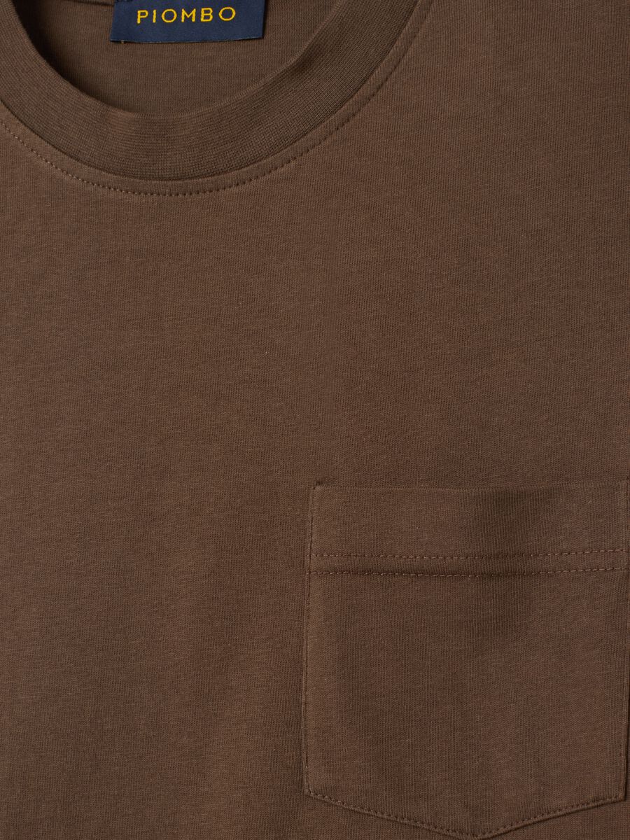 T-shirt in puro cotone marrone regular fit_1