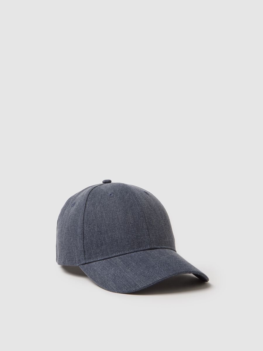 Regular fit pure cotton denim blue baseball cap_0