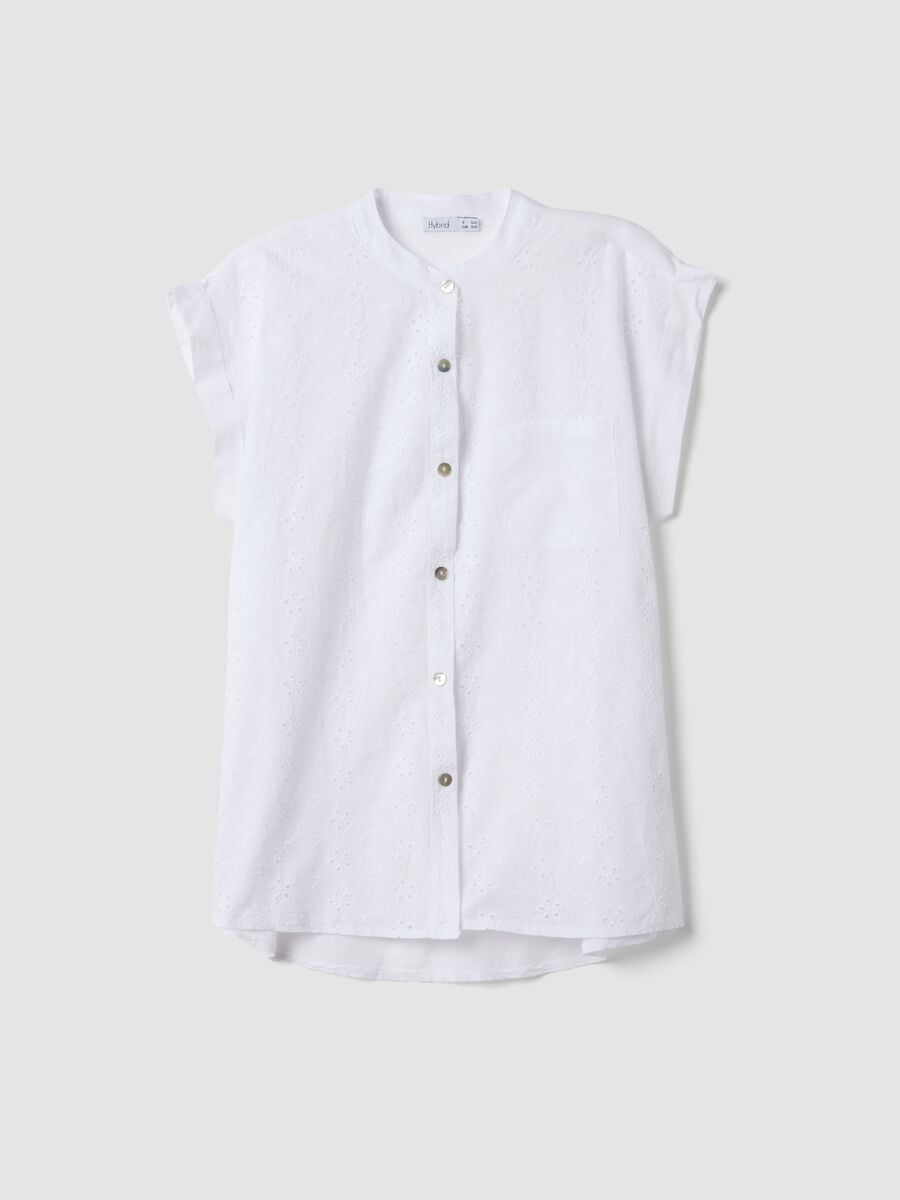 White pure cotton embroidered shirt_4
