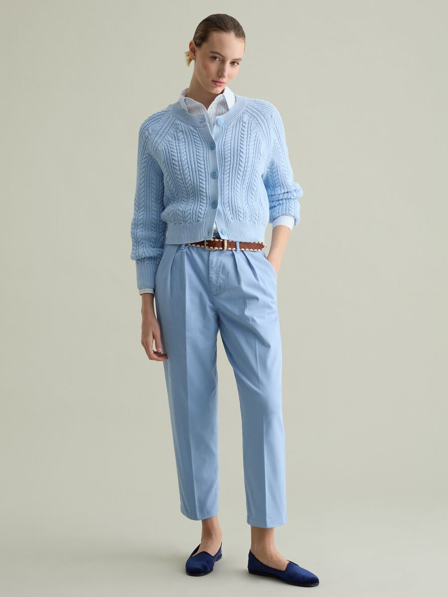 Cotton cardigan with cable-knit weave_1