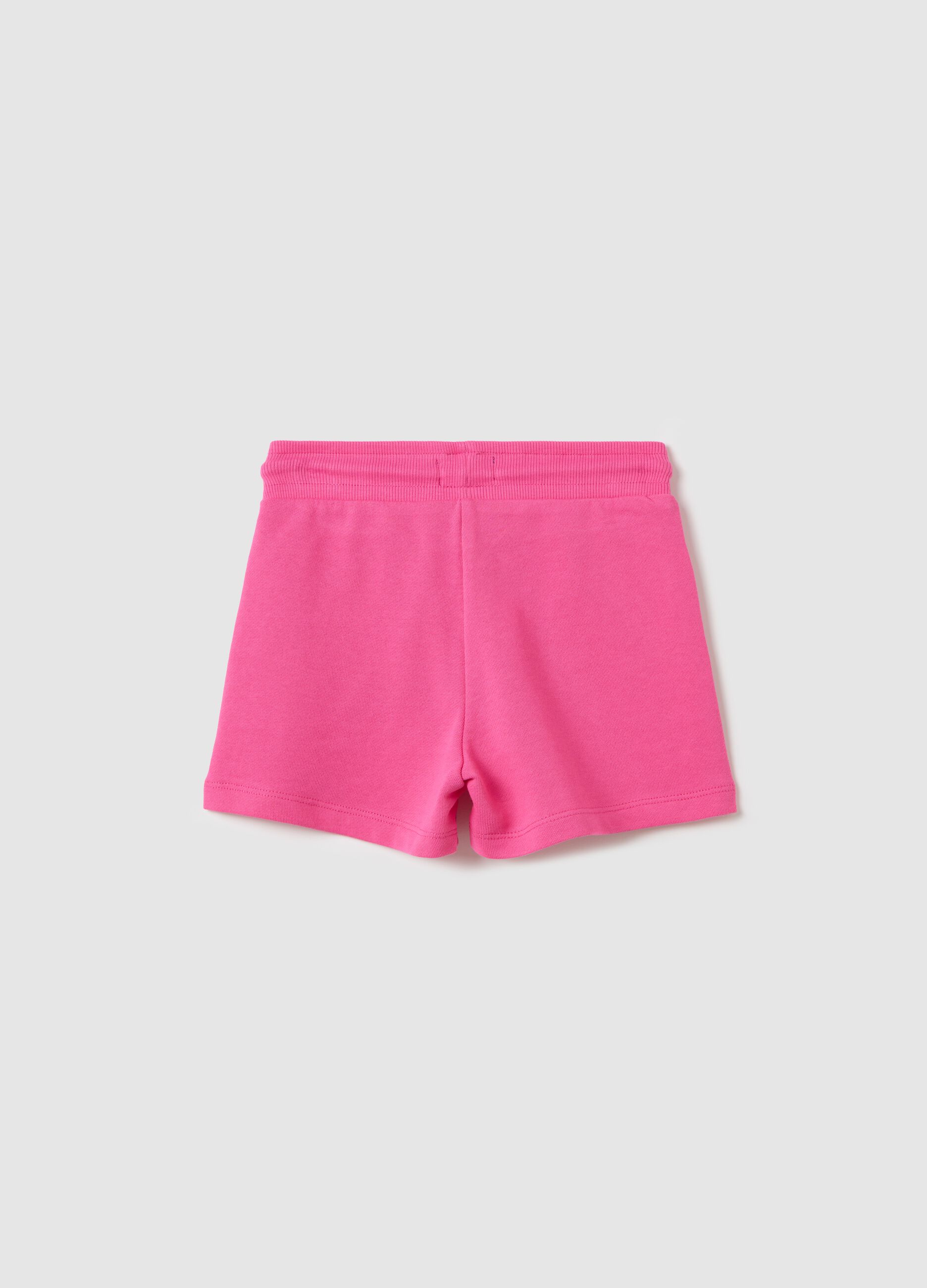 Pink French terry shorts with drawstring
