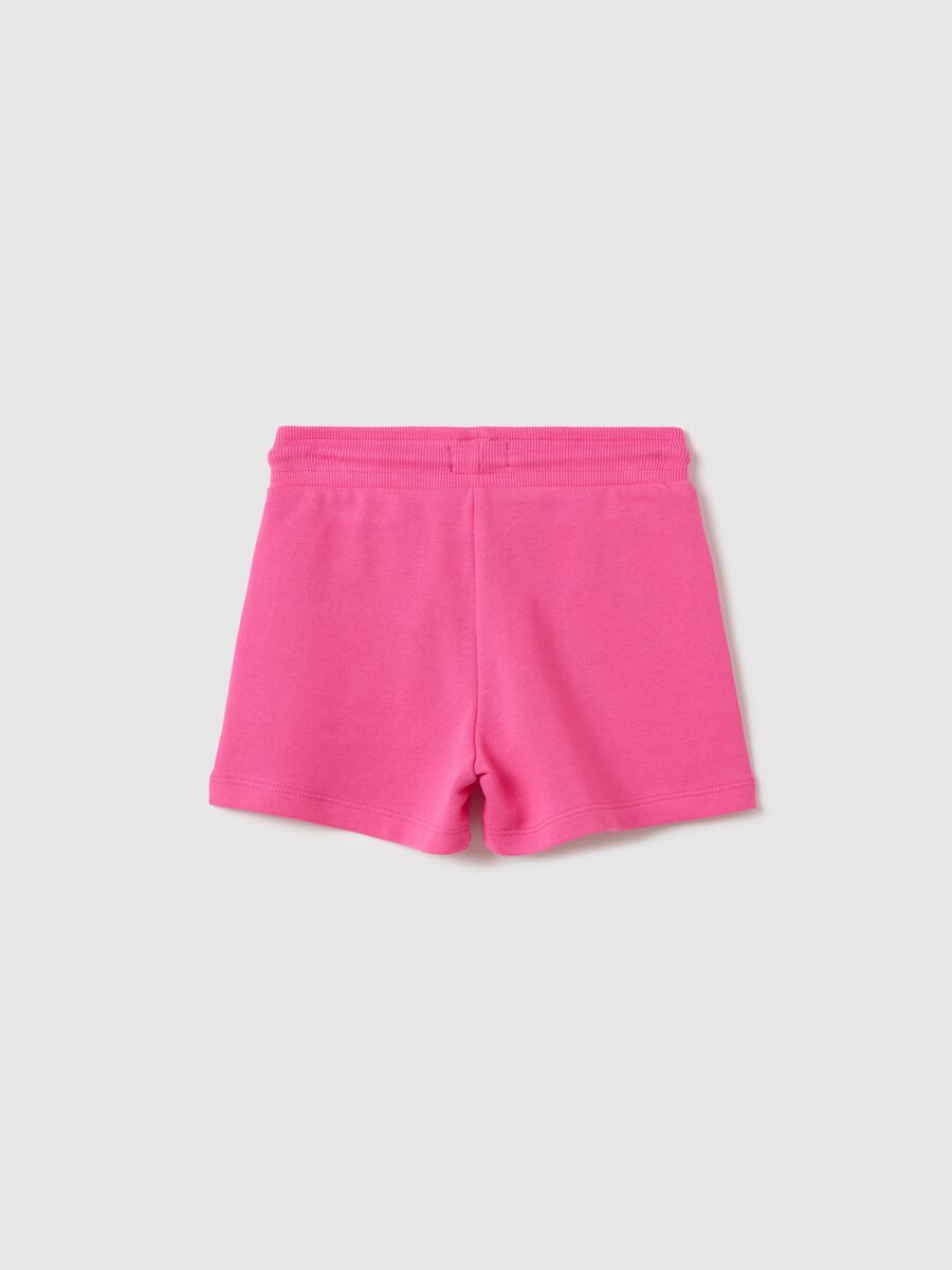 Pink French terry shorts with drawstring_1