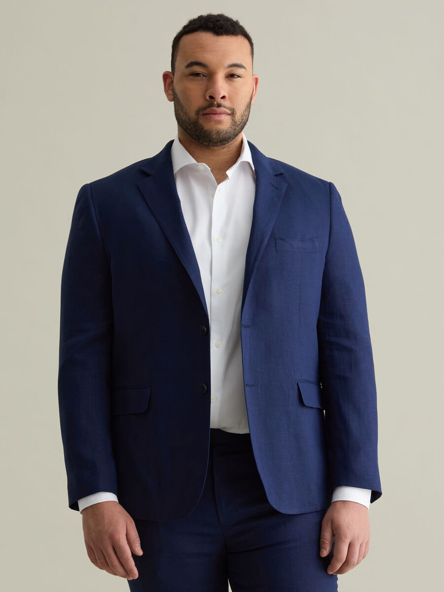 Men's Blue Linen Blazer Regular Fit_0