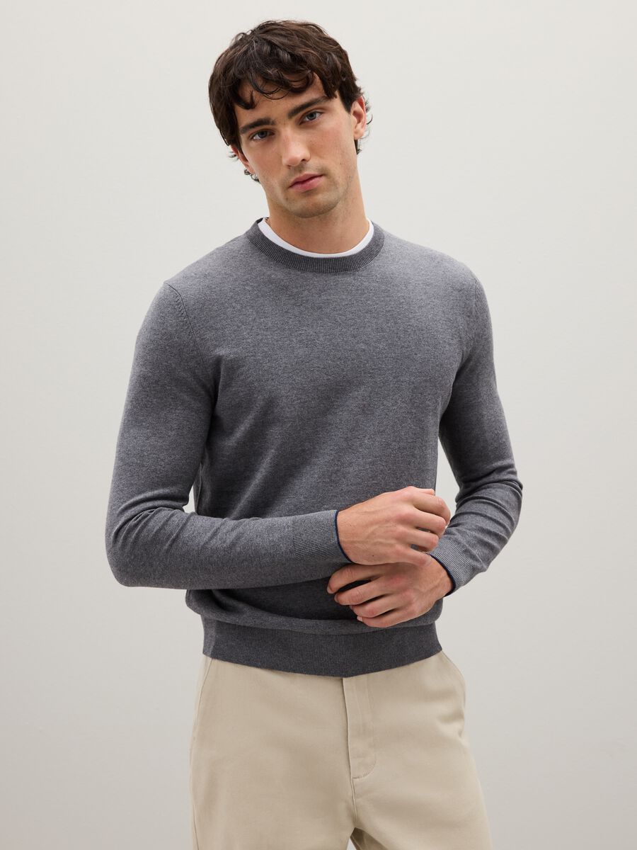 Grey Sweater in Cotton and Polyamide_0