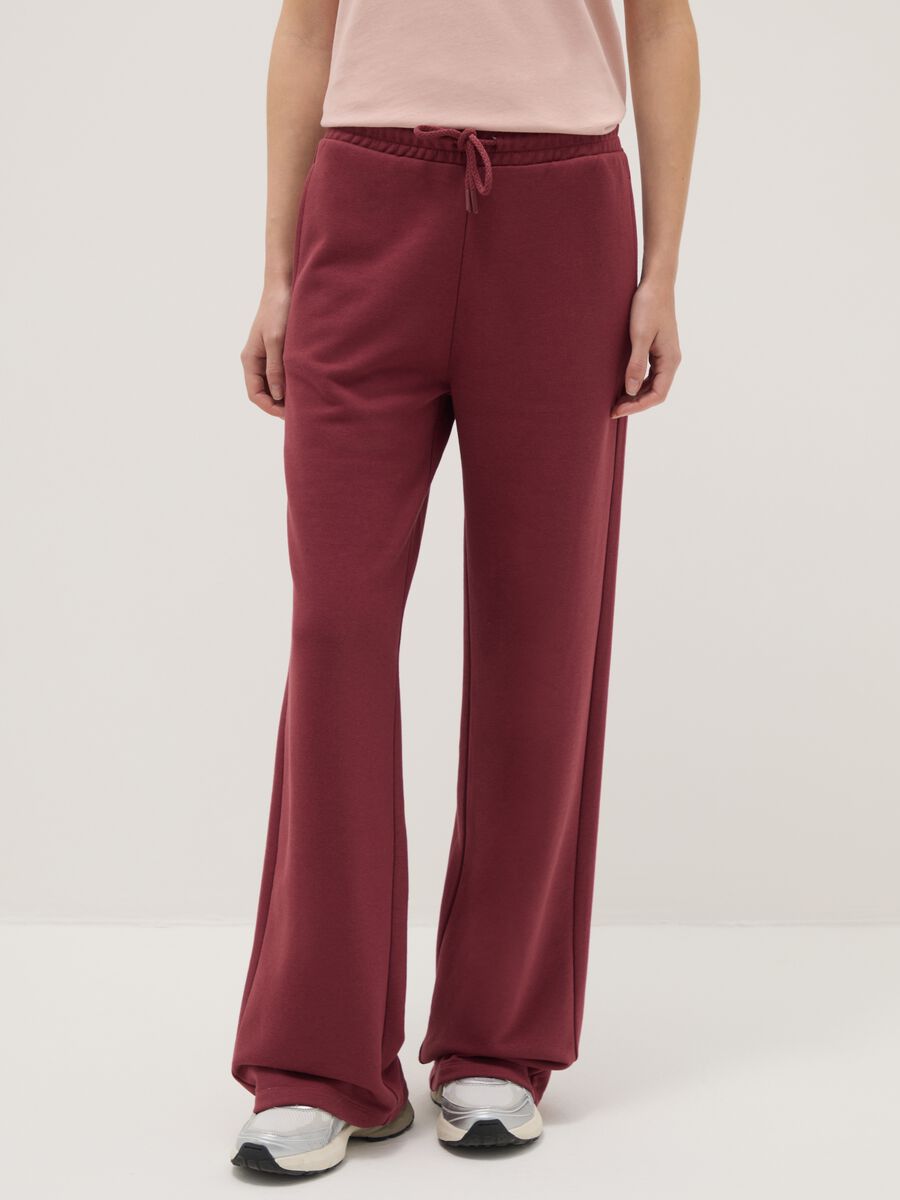 Pink regular fit cotton blend trousers_1