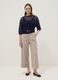 Blue open-knit three-quarter sleeve top_1
