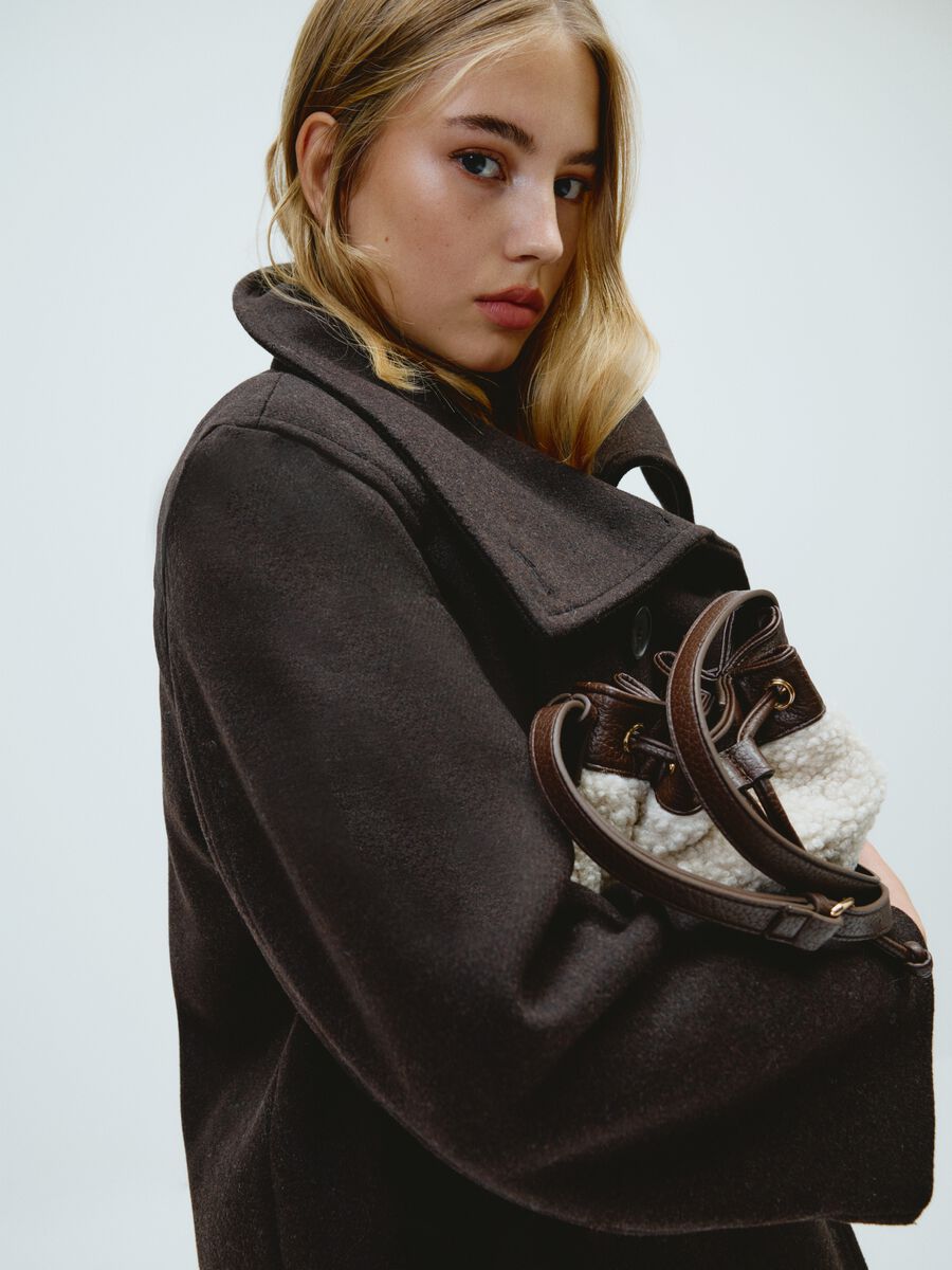 Brown curvy regular fit coat with buttons_0