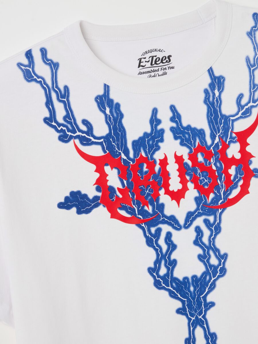 White short-sleeved T-shirt with lightning print_5
