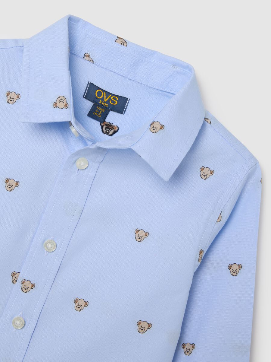 Camicia azzurra in cotone a maniche lunghe_3