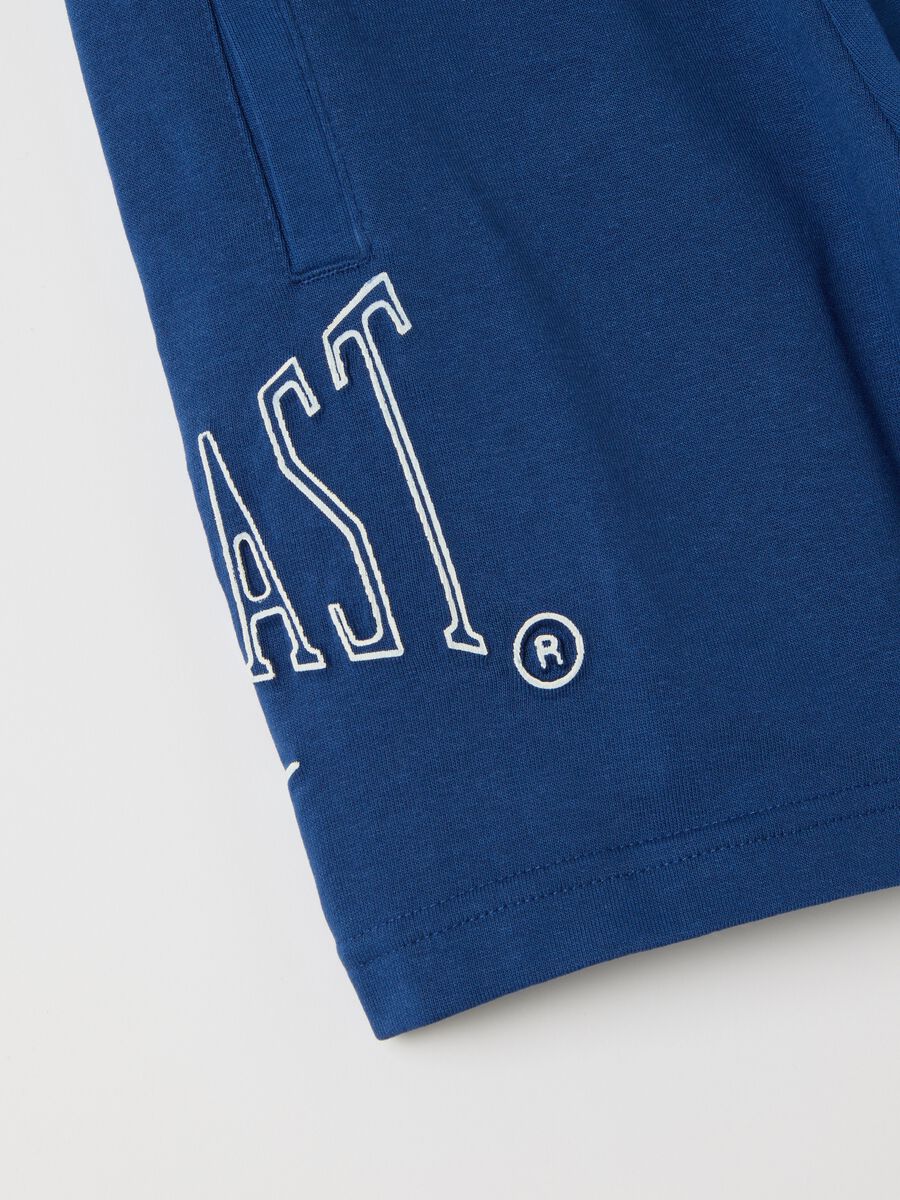Blue Bermuda joggers with logo print and drawstring_2