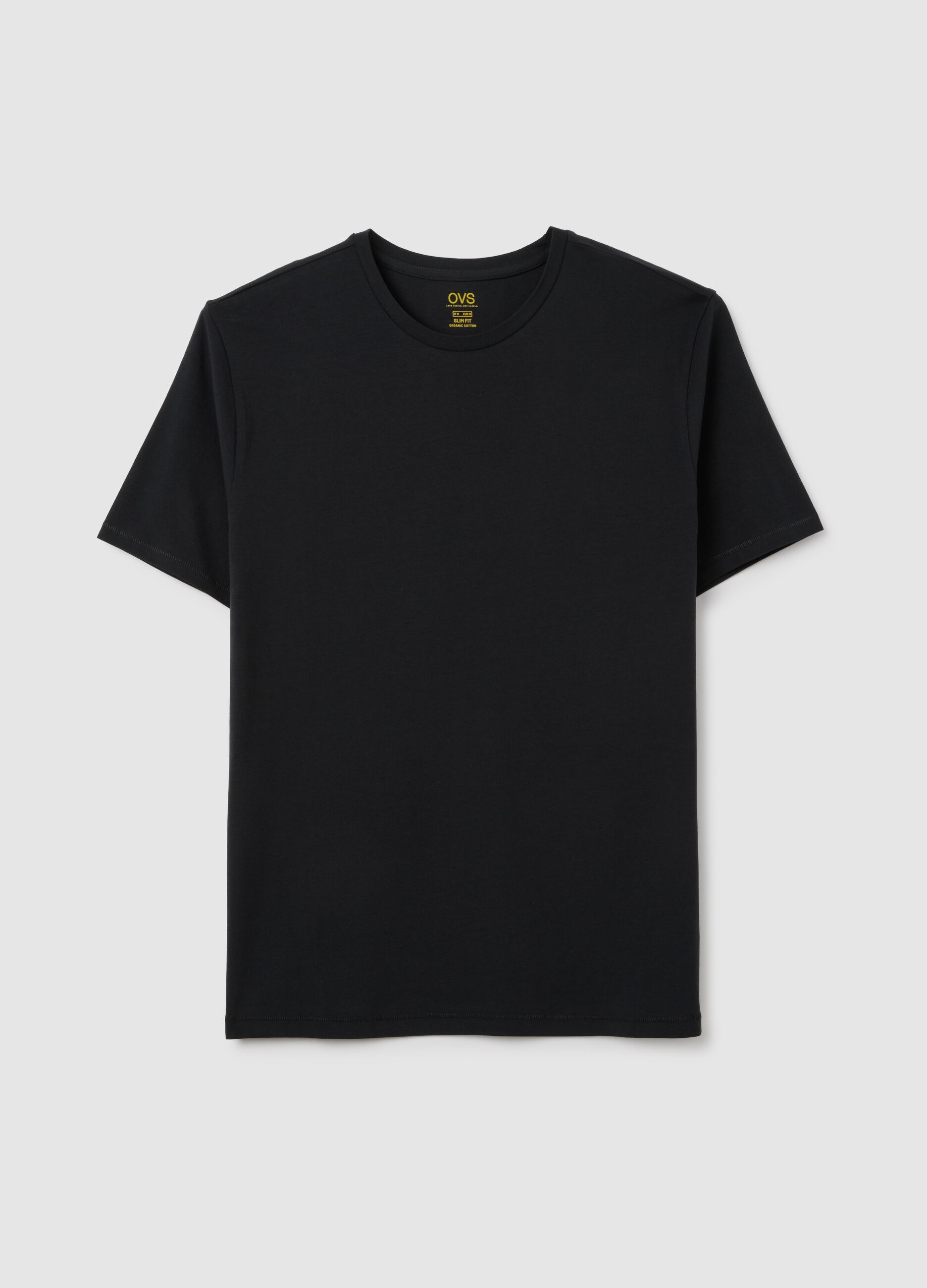 Men's Black Slim Fit Stretch Cotton T-shirt