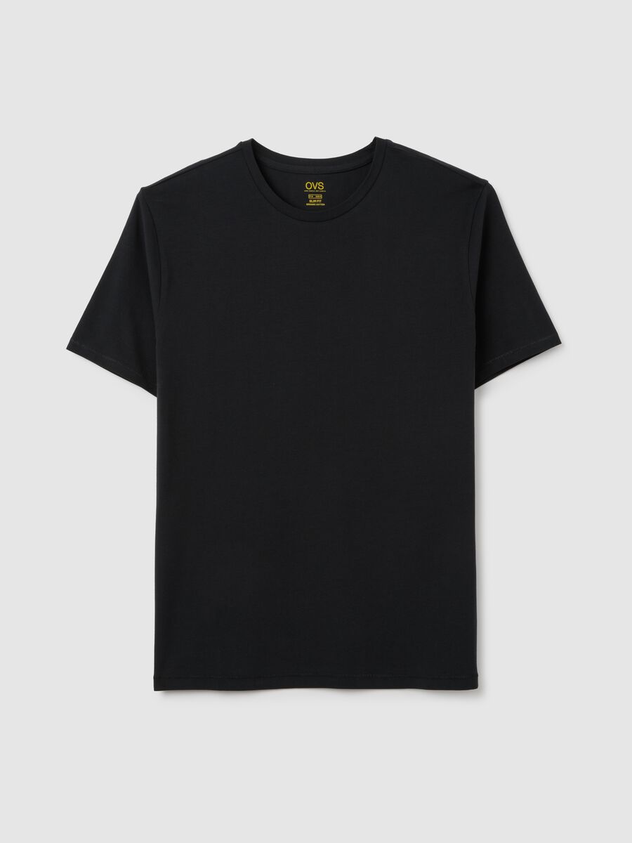 Men's Black Slim Fit Stretch Cotton T-shirt_4