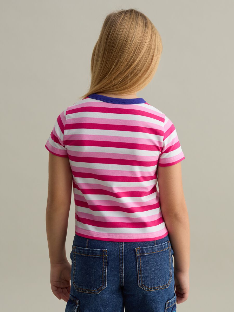 T-shirt with striped pattern and diamanté logo_1