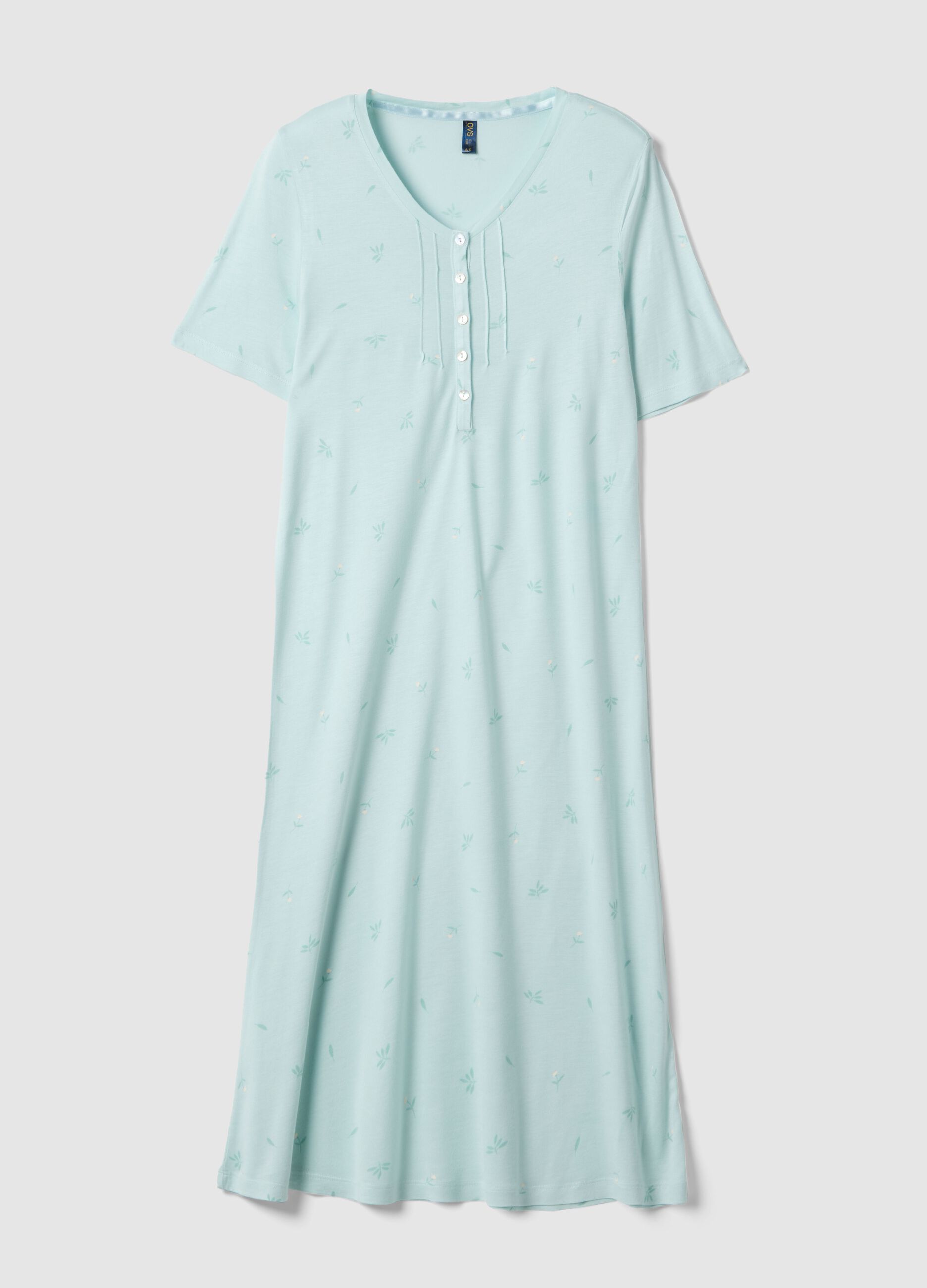 Blue pure viscose nightdress regular fit