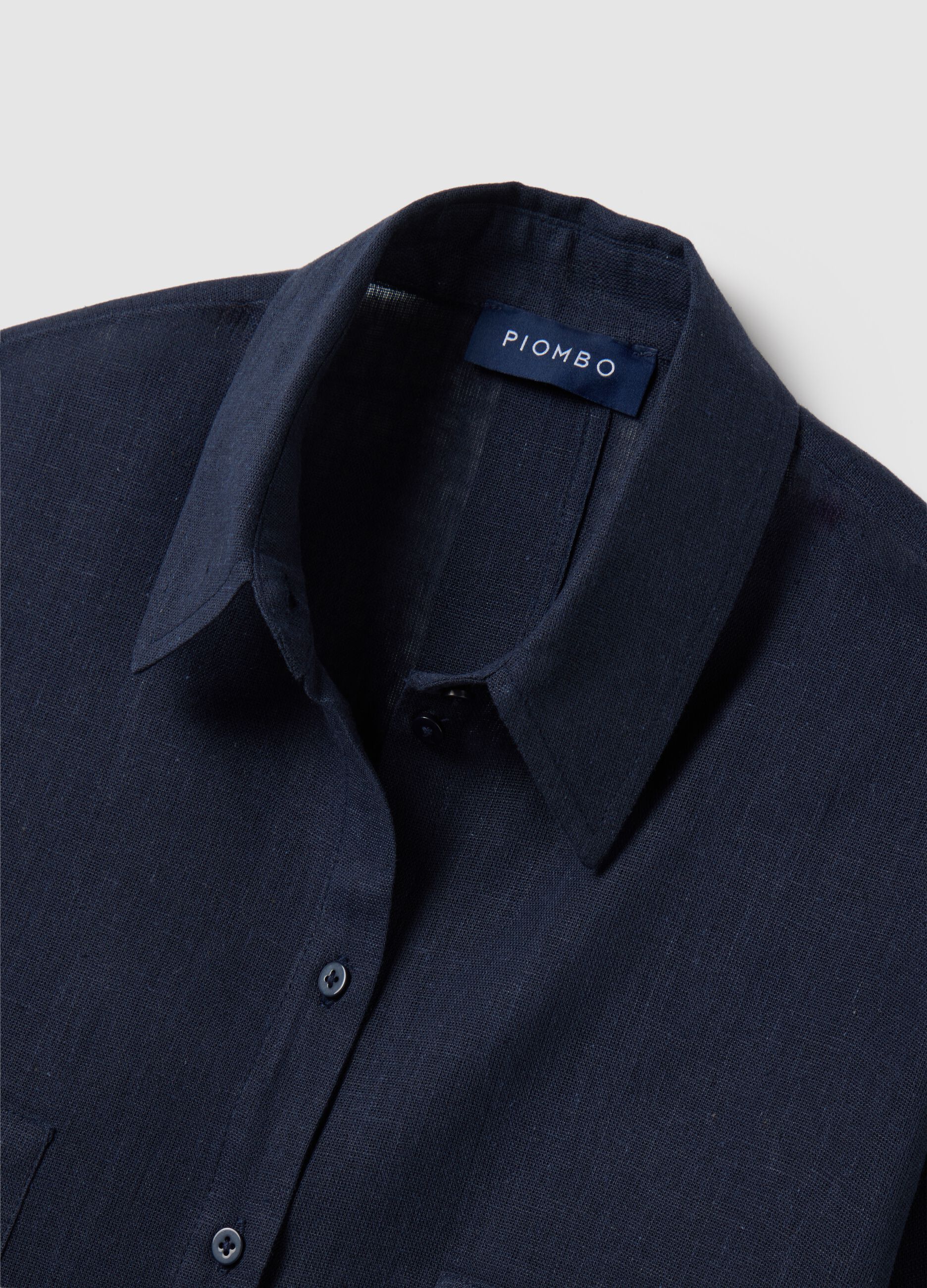 Women's oversize shirt in dark blue linen blend