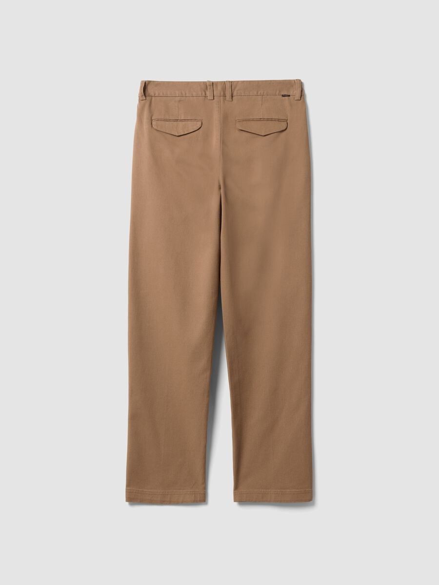 Pantaloni chino marroni in cotone elasticizzato straight fit_6