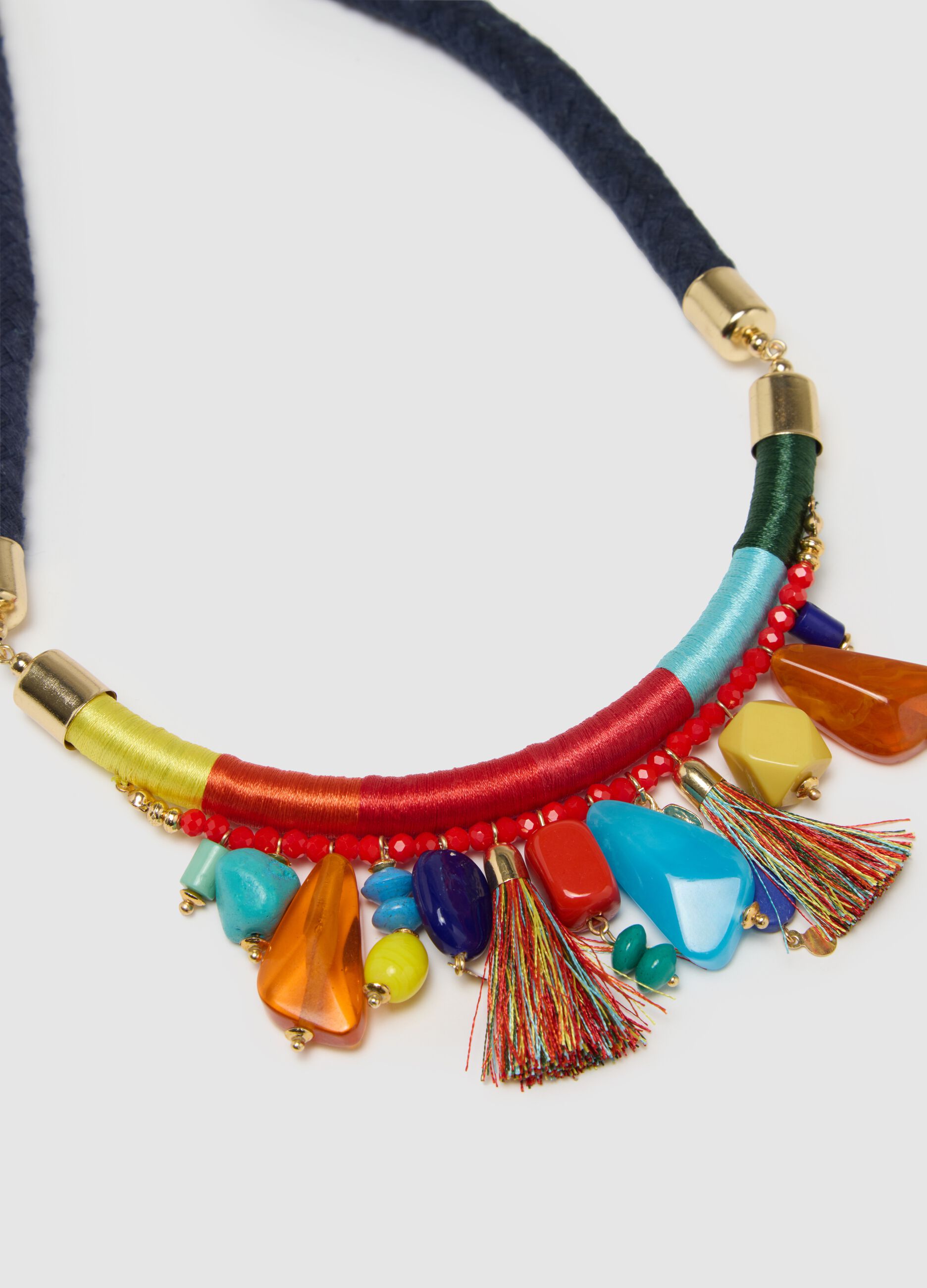 Women's multicolour iron necklace with golden accents