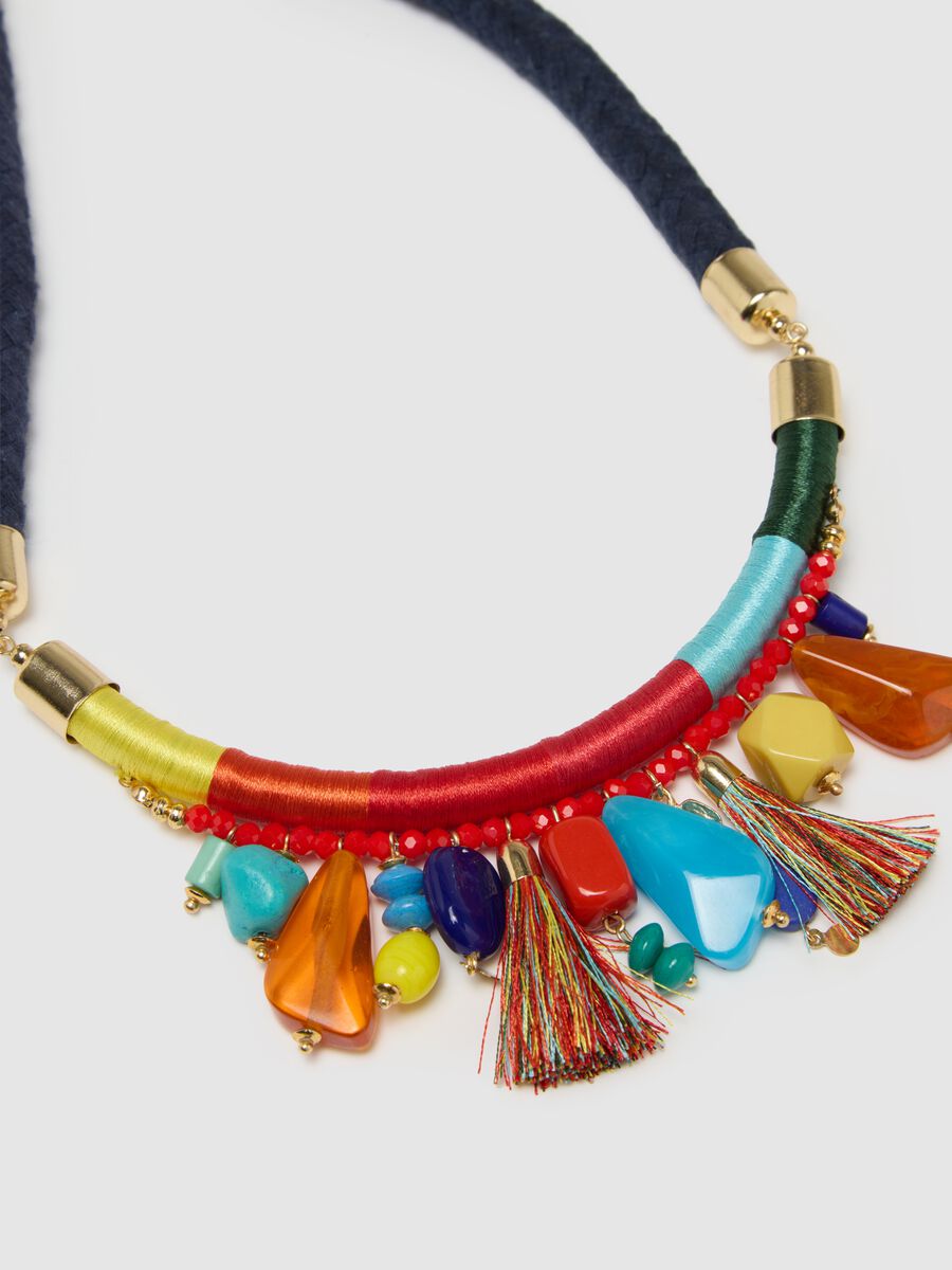 Women's multicolour iron necklace with golden accents_1