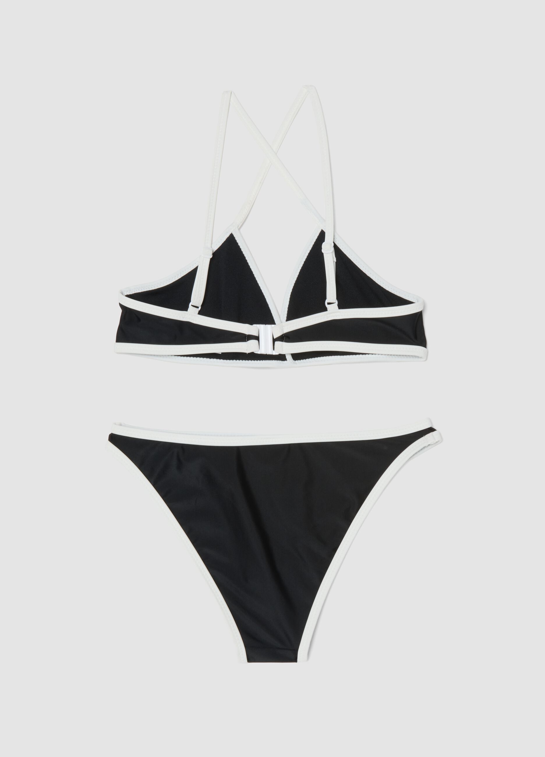 Black stretch bikini with contrasting trim