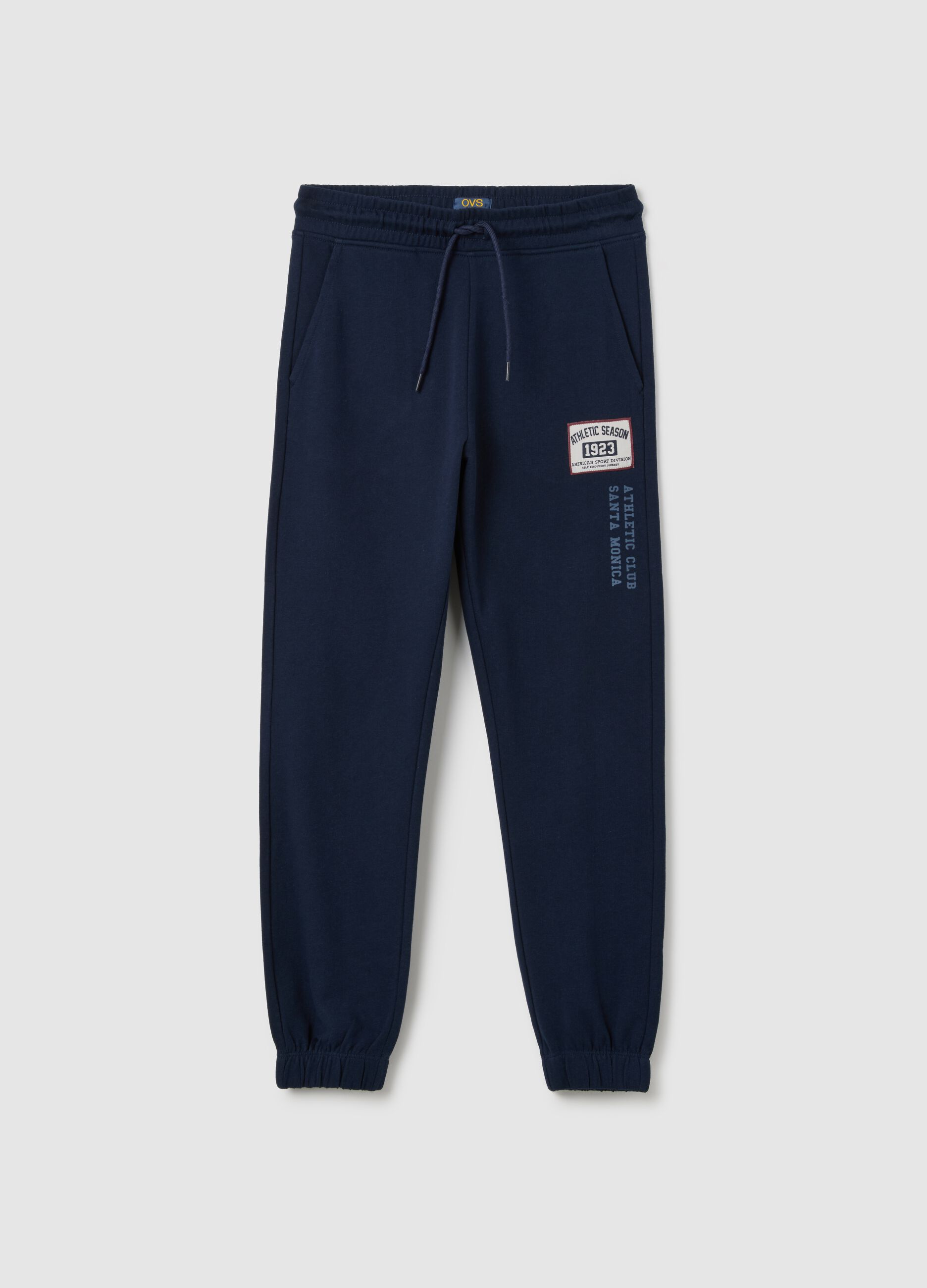 Boys' pure cotton blue jogger trousers in regular fit