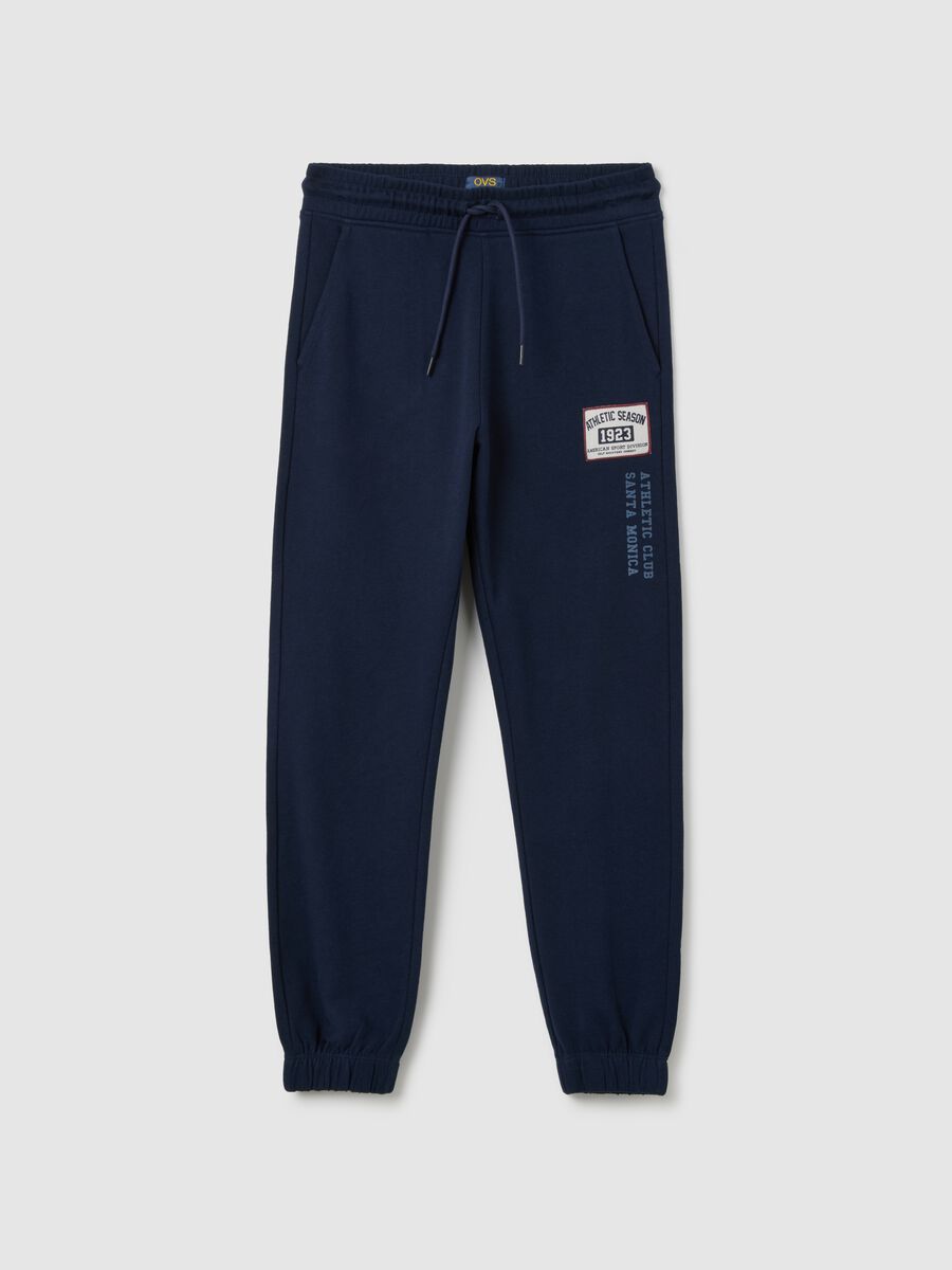 Boys' pure cotton blue jogger trousers in regular fit_0