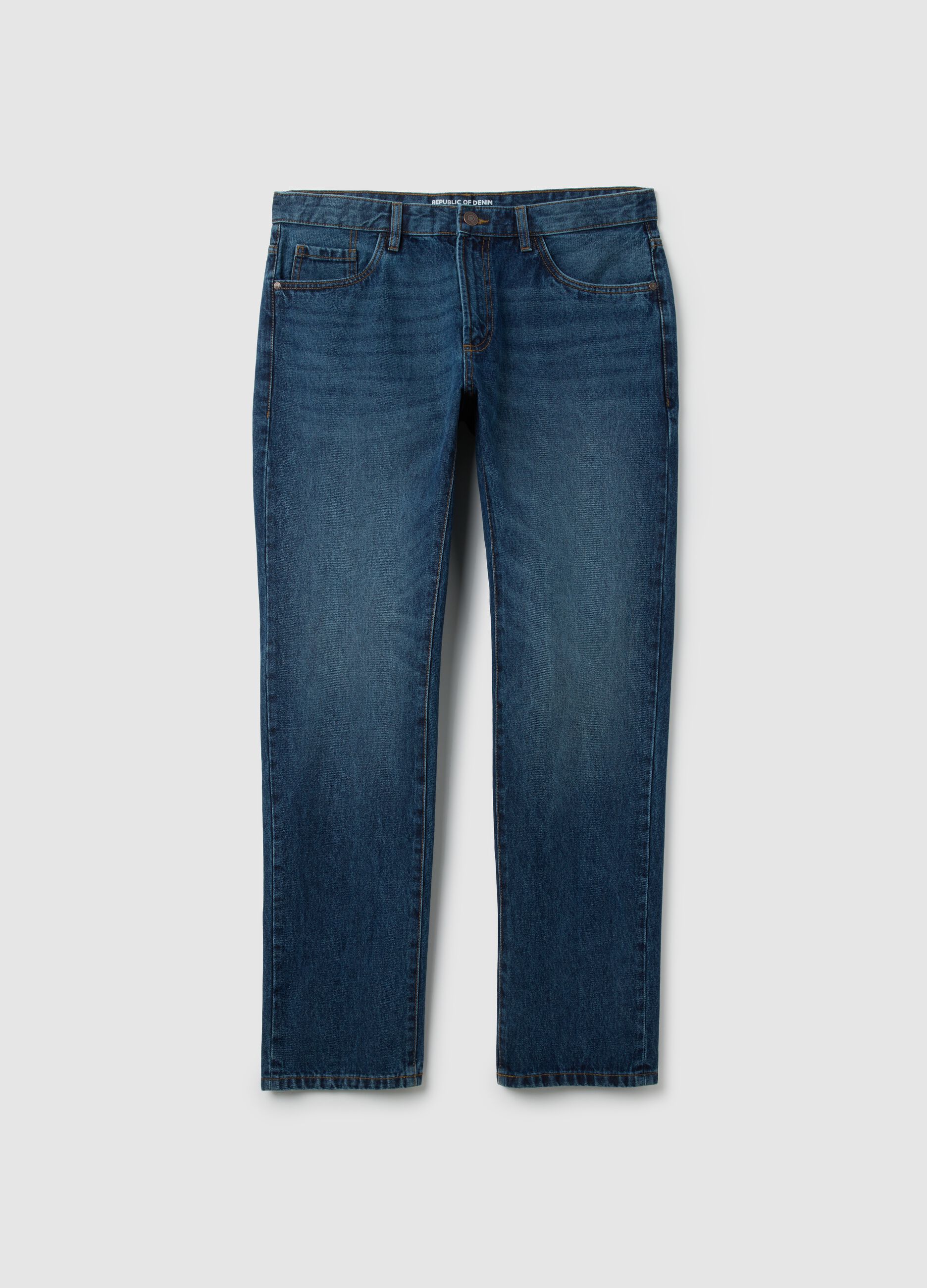 Regular fit blue pure cotton jeans