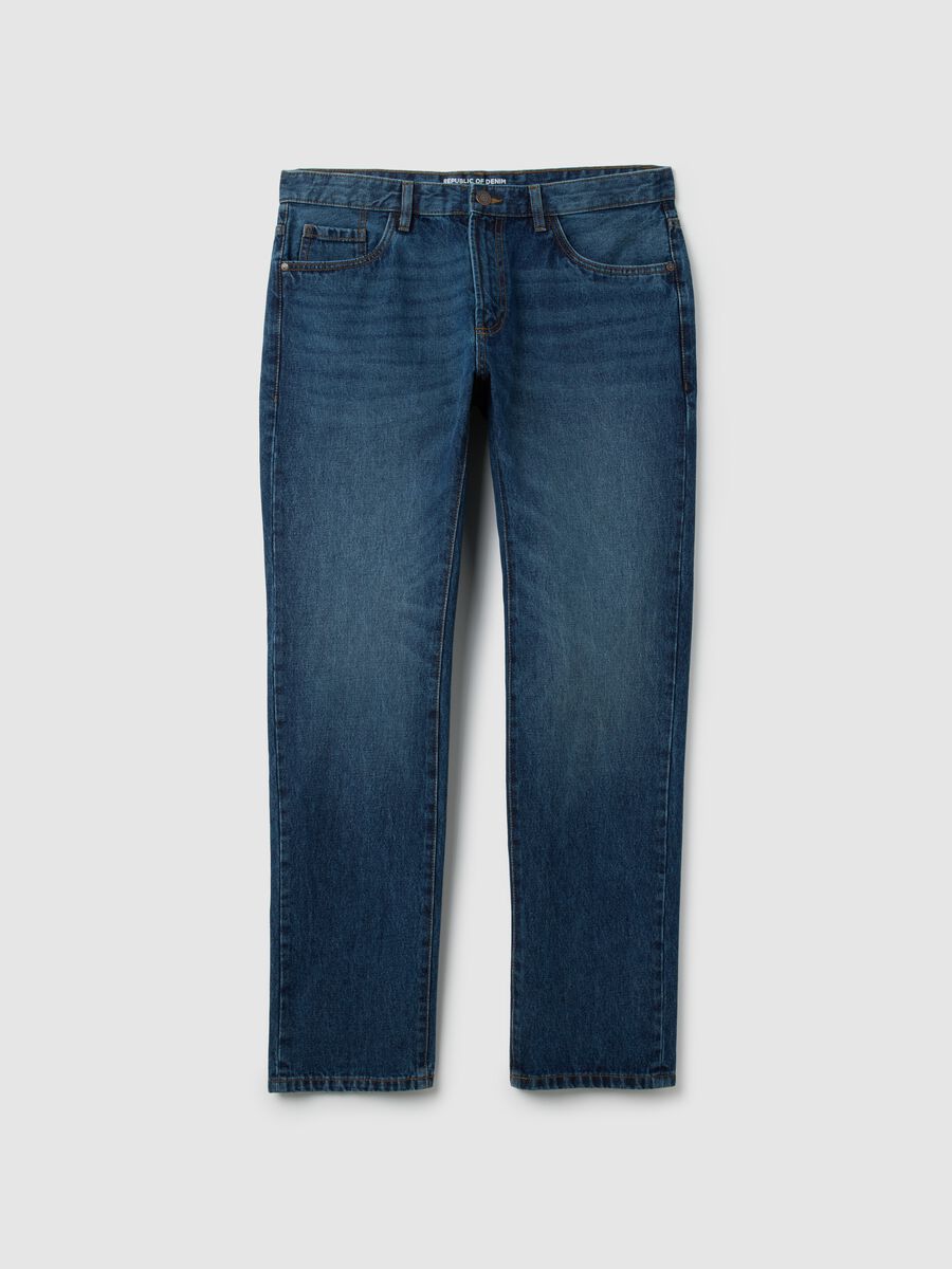 Regular fit blue pure cotton jeans_4