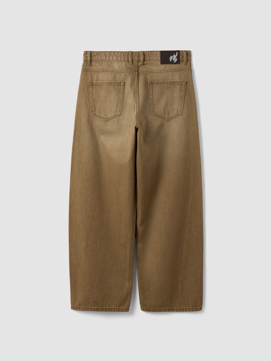 Brown pure cotton barrel-fit jeans_2