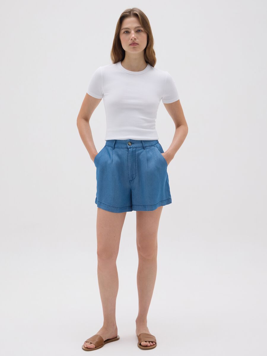 Women's sky blue lyocell shorts regular fit_0