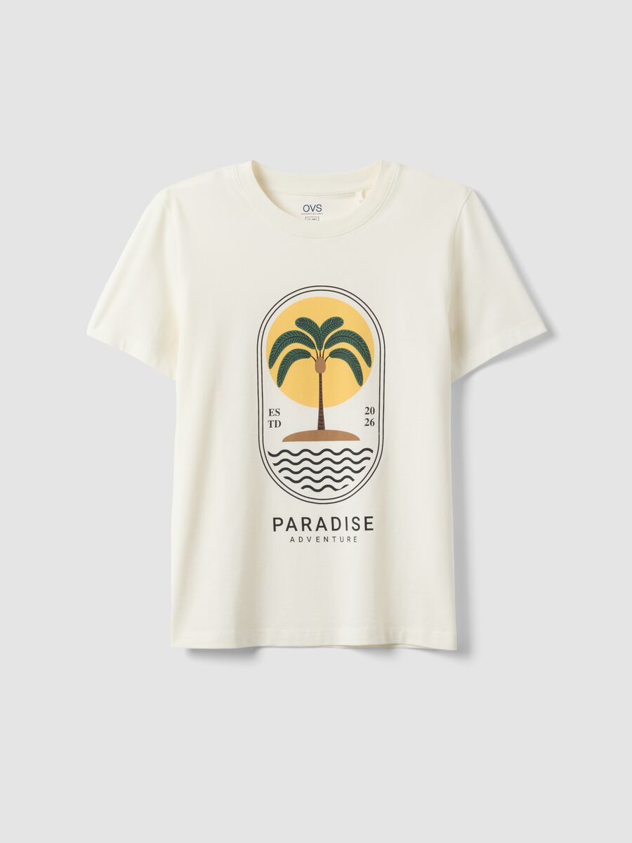 White pure cotton t-shirt regular fit with print_4