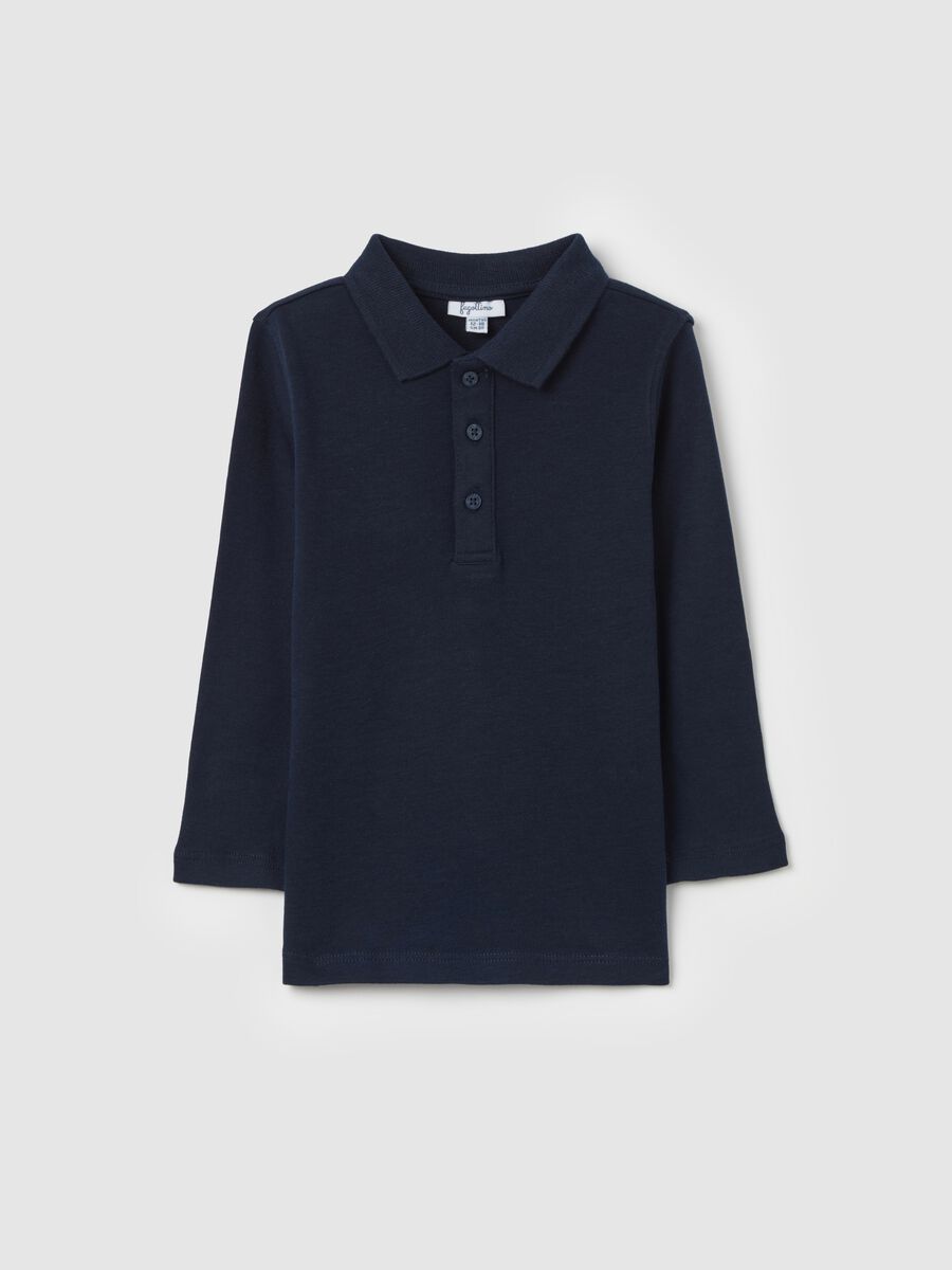 Long-sleeved cotton polo shirt_0