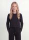 Black pure cotton T-shirt with ribbed neckline for girls_1