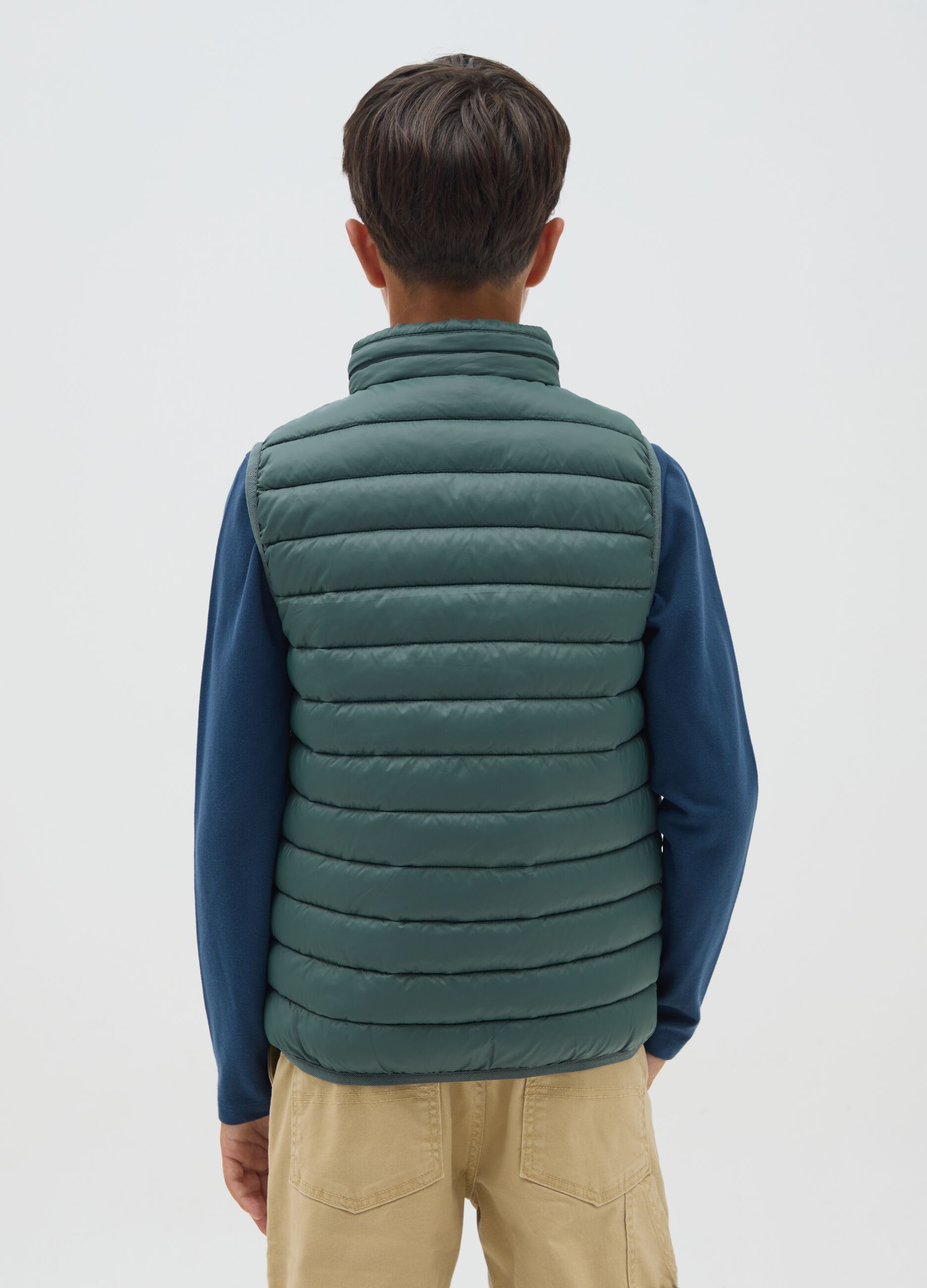 Regular fit waterproof green boy's vest