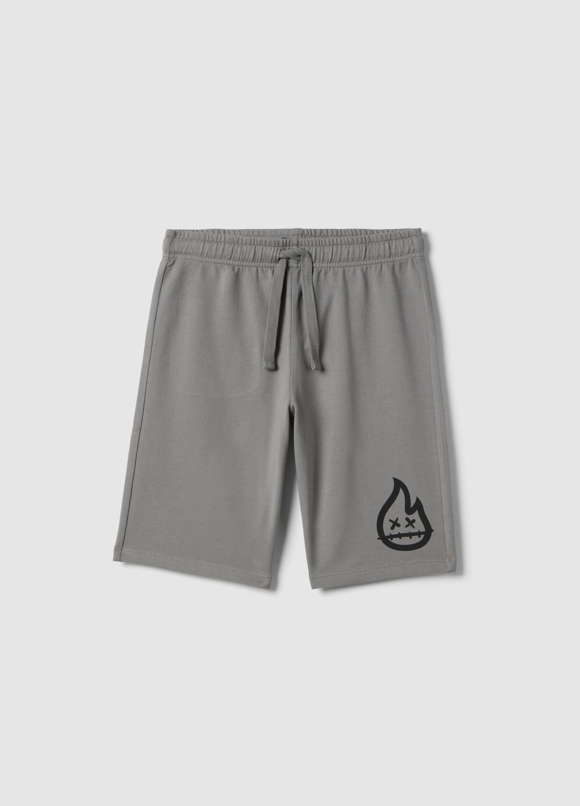Boys' pure cotton grey shorts with regular fit