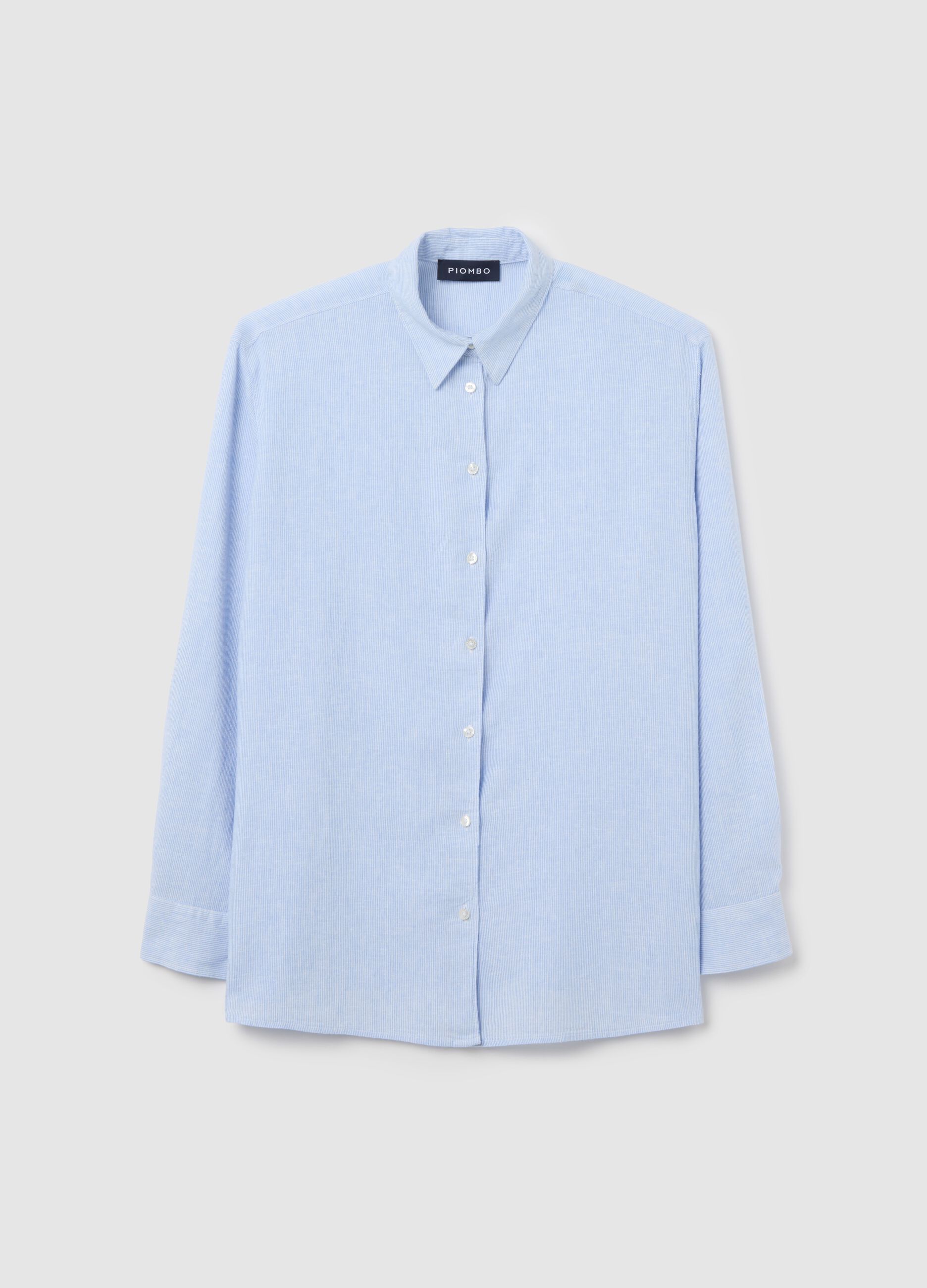 Piombo light blue regular shirt in linen and viscose