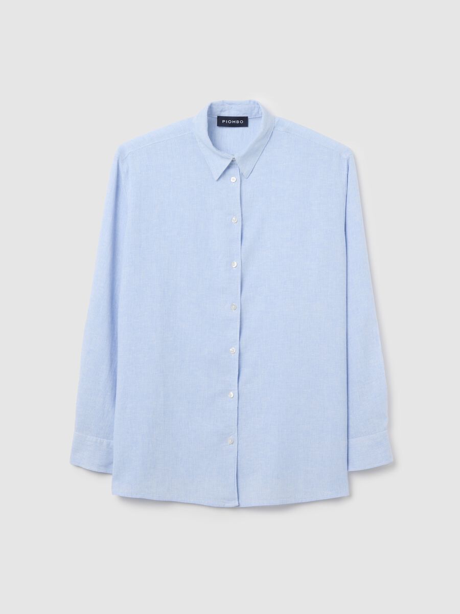 Piombo light blue regular shirt in linen and viscose_4