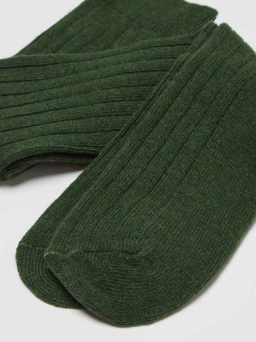 Green Ribbed Long Socks_1
