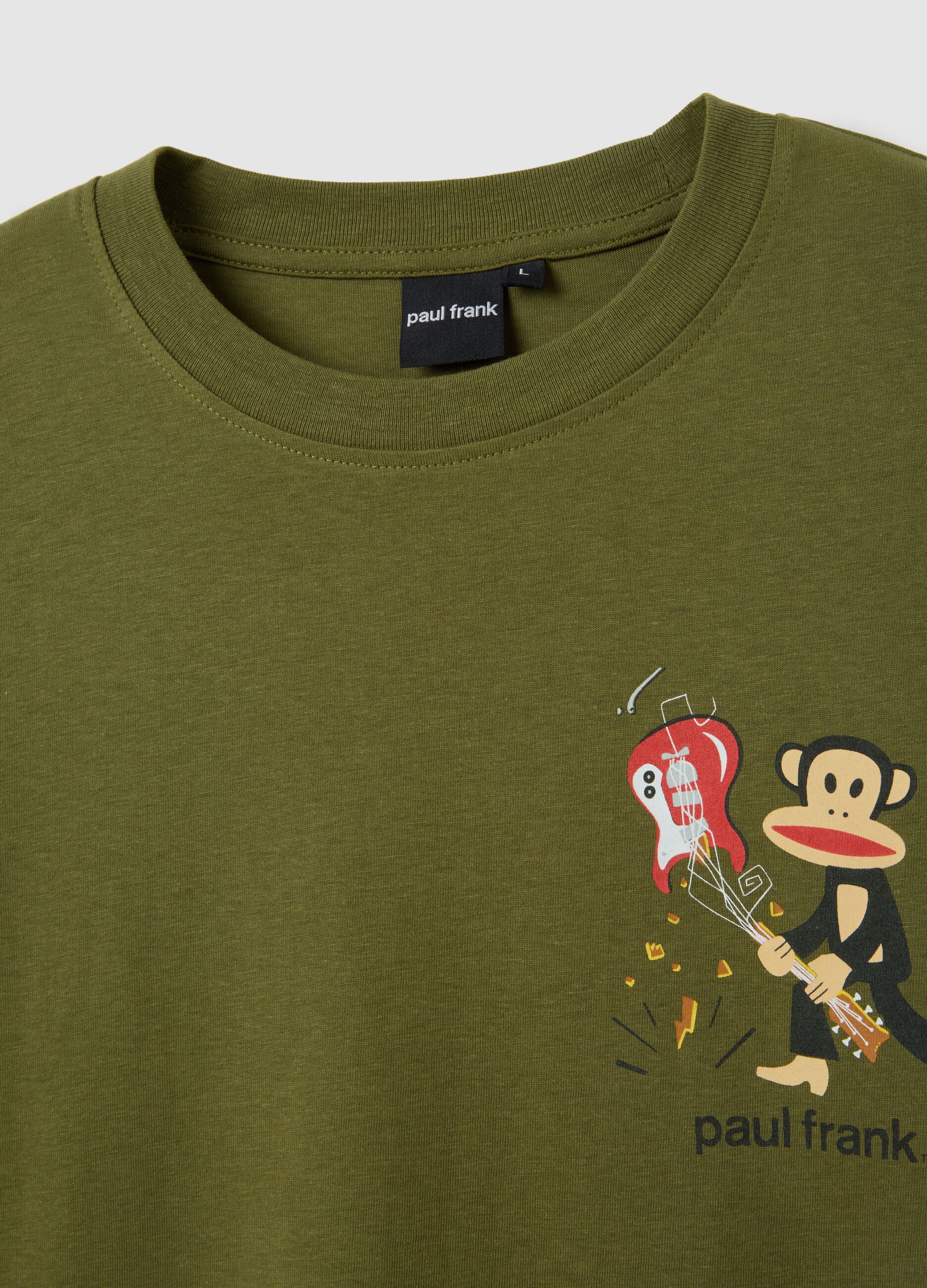 Green crew neck short sleeve t-shirt in pure cotton regular fit
