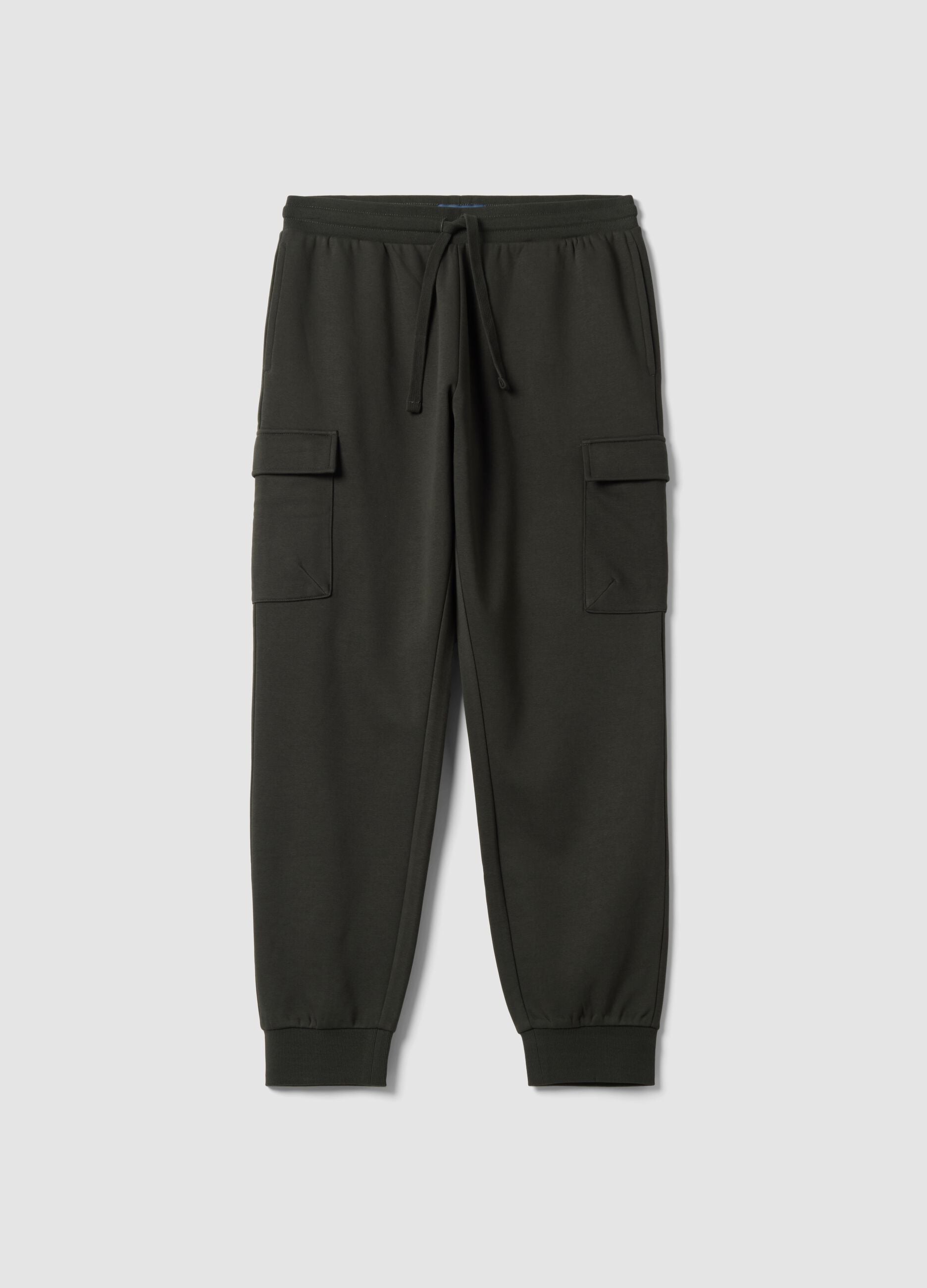 Pantaloni jogger cargo grigi in misto cotone con coulisse regular fit
